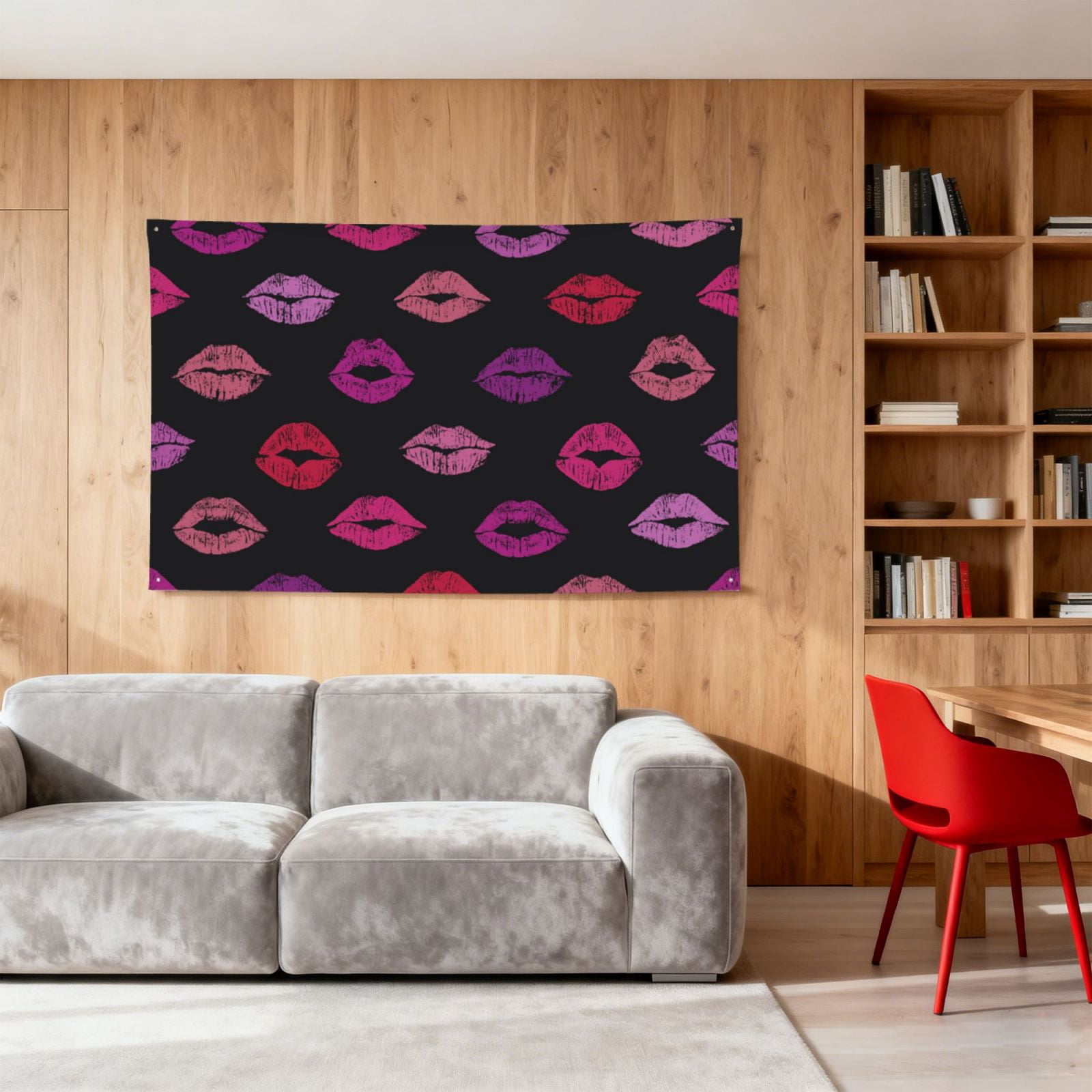 Lips Kiss Four Hole Decorated Banner Flag for Garden Yard Home Decoration Indoor Outdoor 4x6 Ft