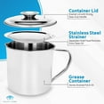 thumbnail image 3 of Aulett Home Bacon Grease Container With Strainer - 5 Cup Stainless Steel Bacon Grease Container, 3 of 6