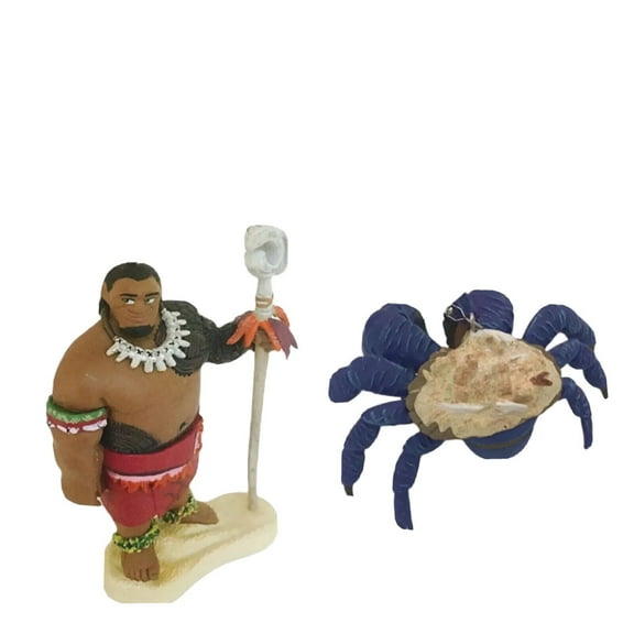 Chief Tui Moana Dad & Tamatoa Crab Cake Topper Figure PVC Figurine New Moana 3”