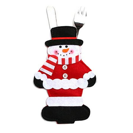 Christmas Dinner Birmingham AkoaDa 4 Pcs Christmas Tableware Holders Set, Snowman Knife and Fork Bags Covers for Xmas Party Dinner Table Decorations Ornaments ()
