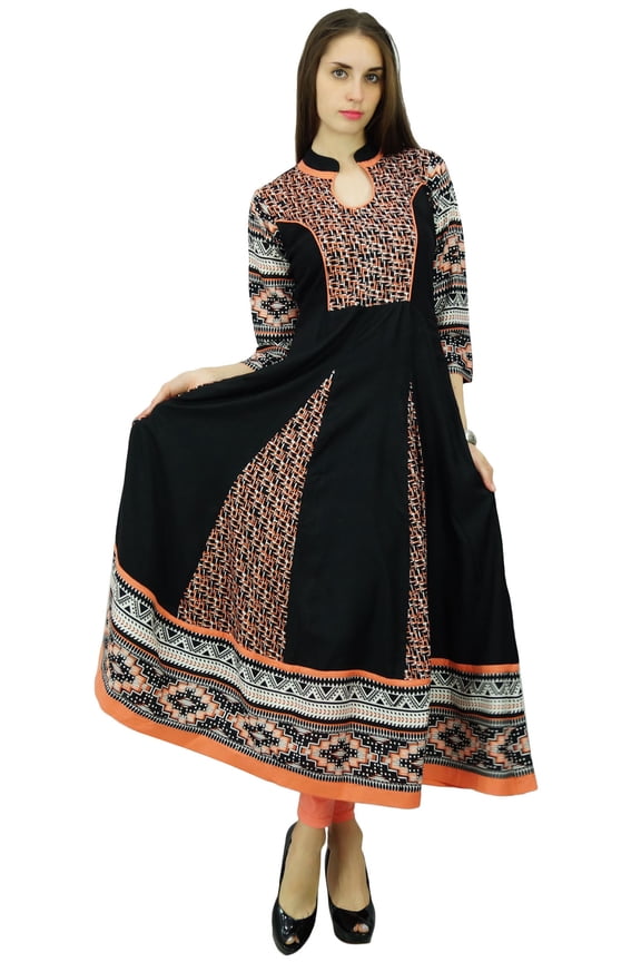 Geometric Pattern Kurta Rayon Anarkali Ethnic Kurti Designer Dress