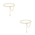 thumbnail image 2 of Qarigey Cinturón de cadena de metal de moda para mujer - Accesorio fácil de almacenar Cadena de cintura real Oro clásico Oro 2Conjunto, 2 of 6