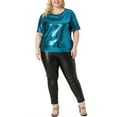 thumbnail image 2 of NOMADIC NOOK Women's Plus Size Shirts Metallic Holographic Concert Carnival Party Packs Blouses, 2 of 5
