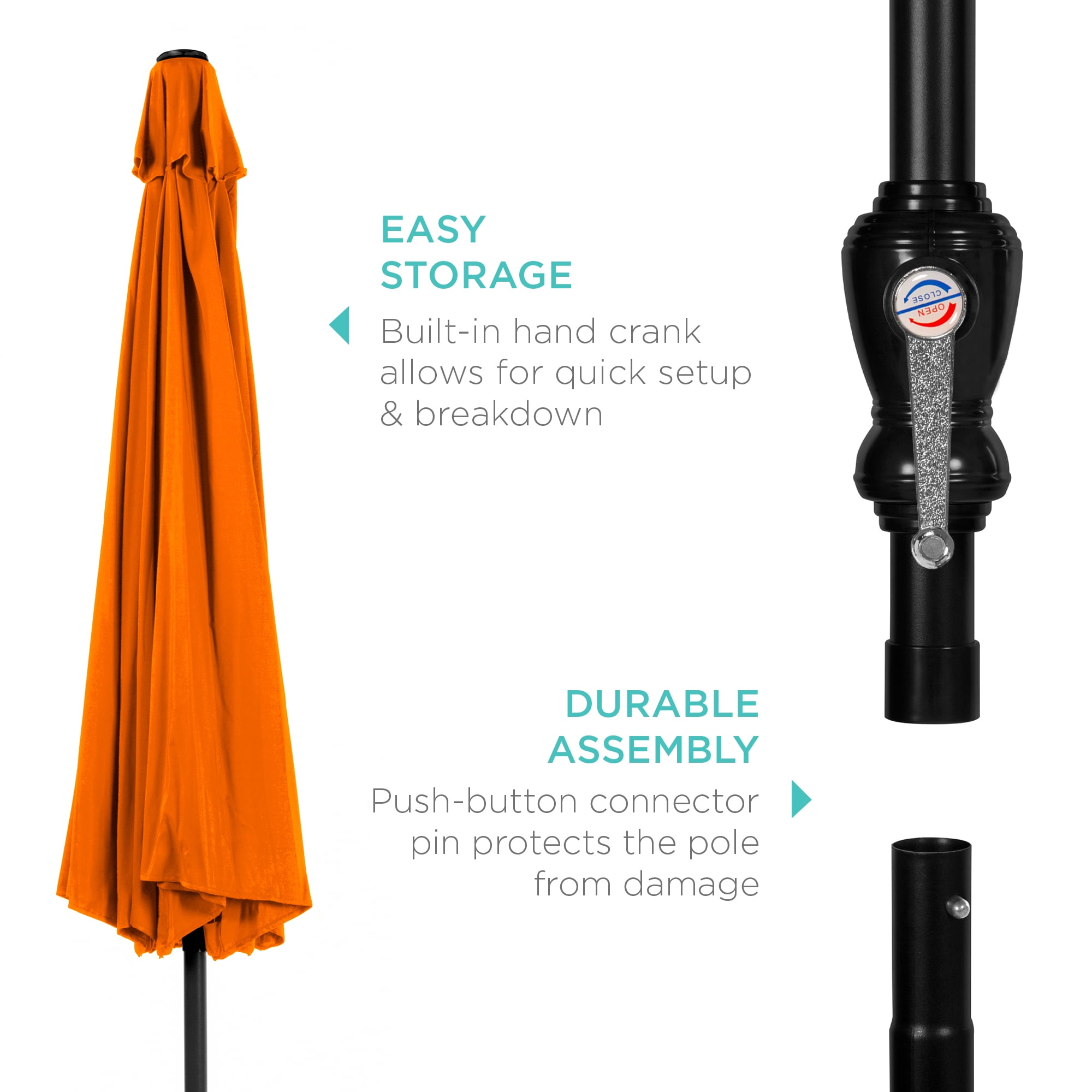 8ft patio umbrella Tangkula Tiki Umbrella, Hawaiian Style Outdoor PE Grass with Tilt Adjustment turn crank opens or Choose a Color:Graphite Finish_Raw Replacement Canopy for Allen