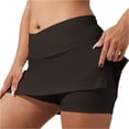 thumbnail image 3 of Tennis Skorts for Women Stretchy Cross Waist Mini Skirt Golf Athletic Running Side Slit Skirts Solid Color Trendy Womens Sport Skirts Coffee S, 3 of 6