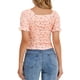 thumbnail image 3 of INSPIRAR CHIC Blusa corta de manga corta con estampado floral y fruncido en la parte delantera S Naranja Rosa, 3 of 5