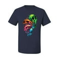 thumbnail image 2 of Wild Bobby, Trippy Neon Melting Skulls Men's Graphic T-Shirt, Navy, Small, 2 of 3