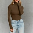 thumbnail image 3 of Long Sleeve Shirts for Women Fall Winter Basic Undershirt Turtleneck Slim Fit Plain Blouse Tunic Tops, 3 of 6