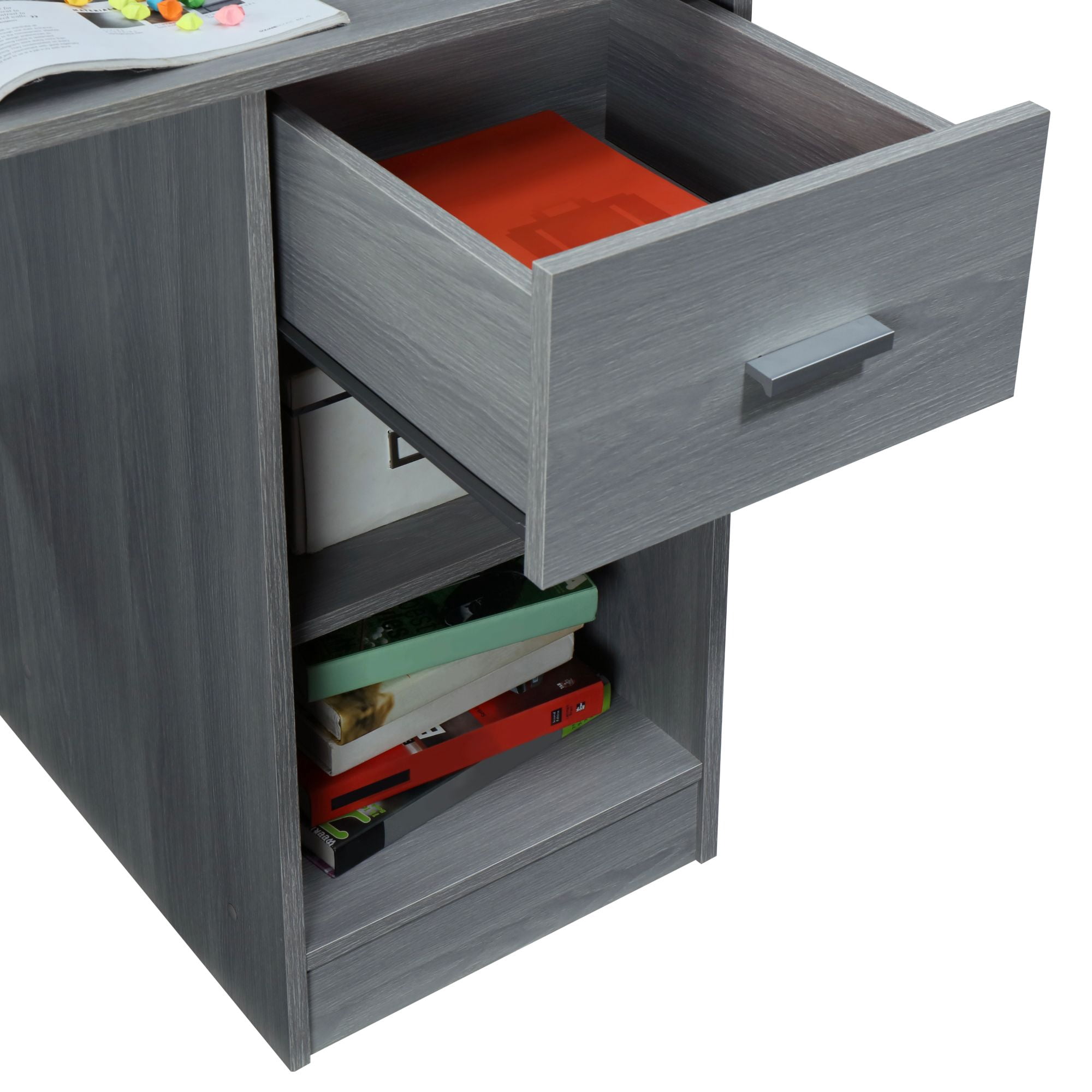Techni Office Solutions 40.5" Gray Unique Techni Mobili Modern Office Desk with Hutch