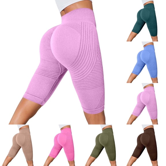 FUZHIQ Biker Yoga Shorts for Womens High Waist Lifting Tummy Control Seamless Bermuda Shorts Compression Workout Athletic Shorts for Gym Running