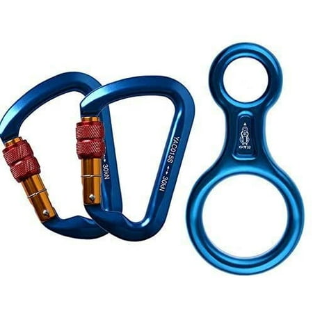 ZMLEVE 30KN Screwgate Locking Climbing Carabiners & Figure 8 Descender ...
