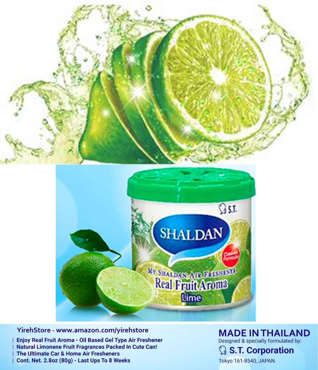 YirehStore My Shaldan Lime Scent 6-cans, Original Classic Formula, Car Cup-holder Natural air freshener, Real Fruit Aroma