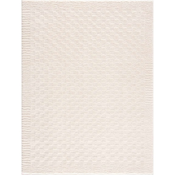 BoutiqueRugs Leryn Ivory Checkered Area Rug - Rose Cream - 6'7" x 9'