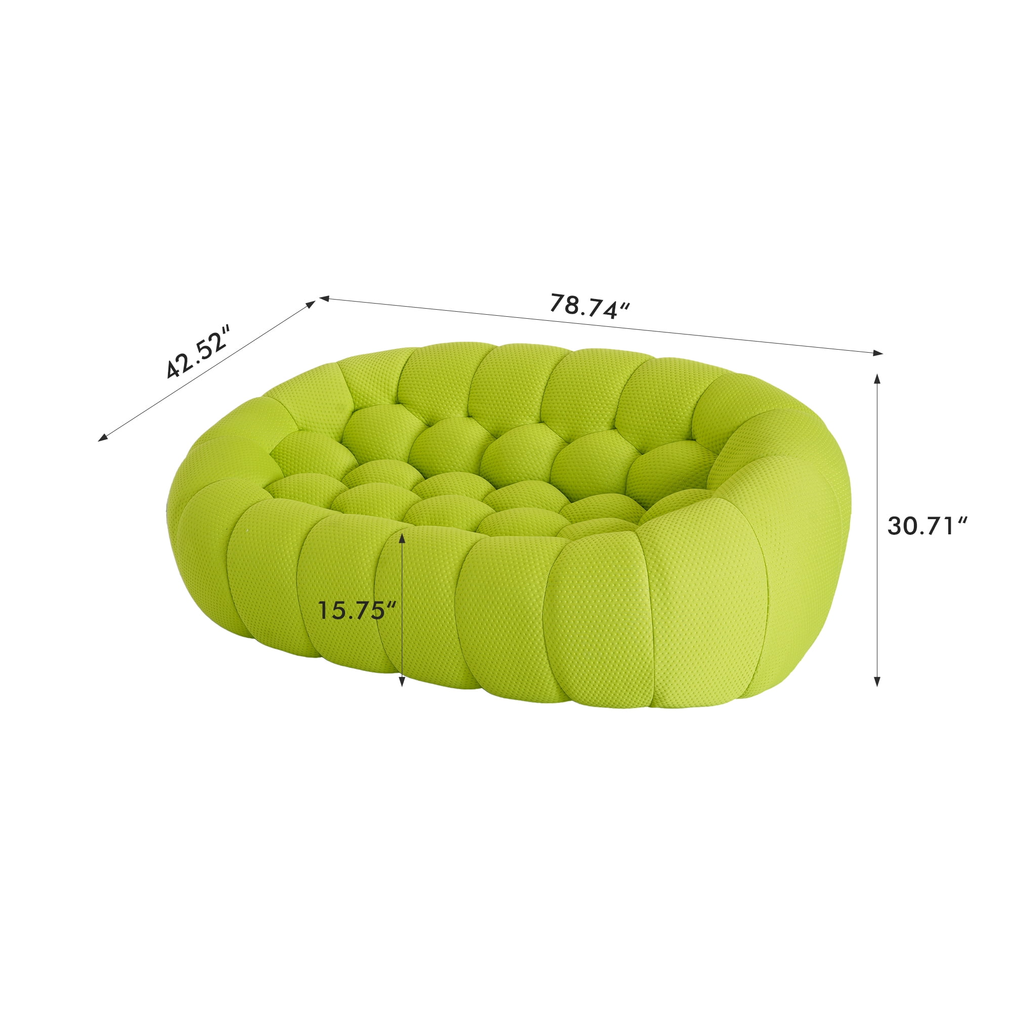 bokifol 79.53"Oversized Loveseat Sofa Couch for Living Room,3D Textured Knit Fabric Sofa,No Assembly Required(Fluorescent Green)