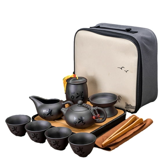 Toystoory Juego de tetera portátil de arcilla púrpura lisa y estable de cerámica para los amantes del té que viajan Teteras El contenido es felicidad