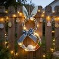 thumbnail image 5 of SDJMa 18.9" Easter Bunny Wreath for Front Door, Battery Operated Lighted Rabbit Shaped Wreath with LED Lights for Spring Easter Porch Wall Window Hanging Decor, 5 of 7