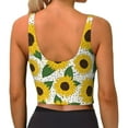 thumbnail image 3 of Haiem Sunflowers Pattern Womens Sports Bra - U Neck Padded Low Impact Yoga Bra Workout Crop Top Gym Moisture-Wicking Workout Vest -Small, 3 of 9