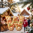 thumbnail image 6 of Gingerbread Alphabet Letter Ornaments, Candy Cane Letter Pendant with Berries Pattern, Mini Monogram Hanging Decorations for Xmas Tree Gifts DIY Decor, Letter W, 6 of 6