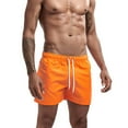thumbnail image 3 of Bcfgryg Men's Solid Color Three Part Beach Pants Straight Tube Loose Sports Shorts Men's Linen Shorts For Summer Travel Orange M, 3 of 5