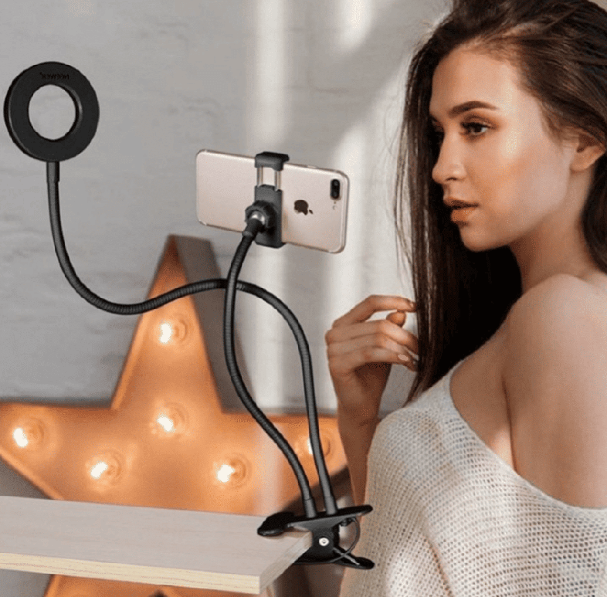 Clamp-On LED Ring Light with Adjustable Stand – Ideal for Streaming, Vlogging & Photography