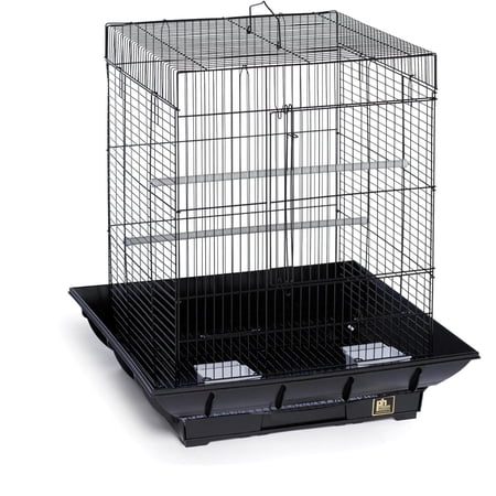 Small Bird Cage, 45 x 45 x 60 cm Travel Carrier Cage with Pull-Out Tray and 2 Perches, Metal Portable Bird Carrier with Handle, for Parrot, Budgie, Parakeet, Small Medium Birds