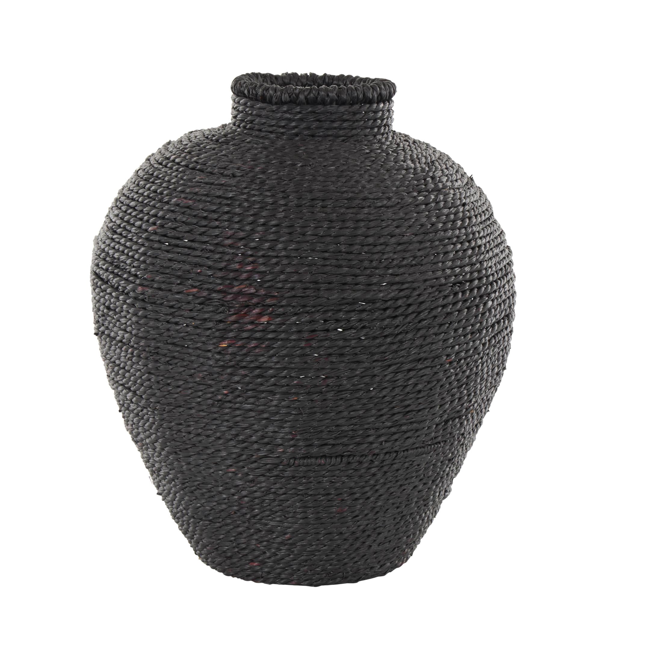 DecMode 13" Handmade Wrapped Pot Black Metal Vase