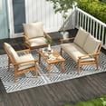 thumbnail image 5 of Costway 4 PCS Acacia Wood Patio Furniture Set with Soft Cushions and Coffee Table, 5 of 11