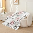 thumbnail image 2 of Retro Ink Painting Blanket,Vintage Rose Flowers Throw Blanket Throw,Watercolor Tie Dye Fleece Blanket,Grey Leaves Plants Sherpa Blanket Women Lady, 2 of 6