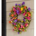 thumbnail image 5 of Floral Watercolor Spring Front Door Wreath with Faux Bright Pansies & Violets, 5 of 6
