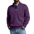 thumbnail image 2 of ASDFVBKG Quarter Zip Sweaters for Men Long Sleeve Collar Lightweight Knit Pullover Casual Men Loose Fit Trendy Soft Fall Winter Solid Top Sweaters Dark Purple 3XL, 2 of 4