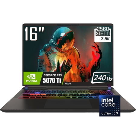 MSI Vector 16 HX AI Gaming Laptop, 16" QHD+ 2560 x 1600 240Hz IPS LCD Display, Intel Core Ultra 7 255HX, NVIDIA RTX 5070 Ti, RGB Backlit KB, WiFi 7, Win11 Home(16GB DDR5 - 512GB SSD)