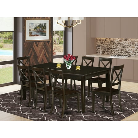 East West Furniture Dining Room Set Cappuccino, HEBO9-CAP-W