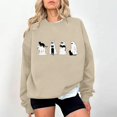 thumbnail image 2 of Wenini Women's Halloween Black Cats and Ghost Print Sweatshirt Long Sleeve Crew Neck Sweatshirt Casual Pullover Top, 2 of 7