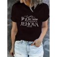 thumbnail image 1 of Women'S Casual Crew Neck T-Shirt with Jehovah Print, Knit Fabric with Medium Stretch, Short Sleeve, Comfortable for All Seasons, 1 of 5