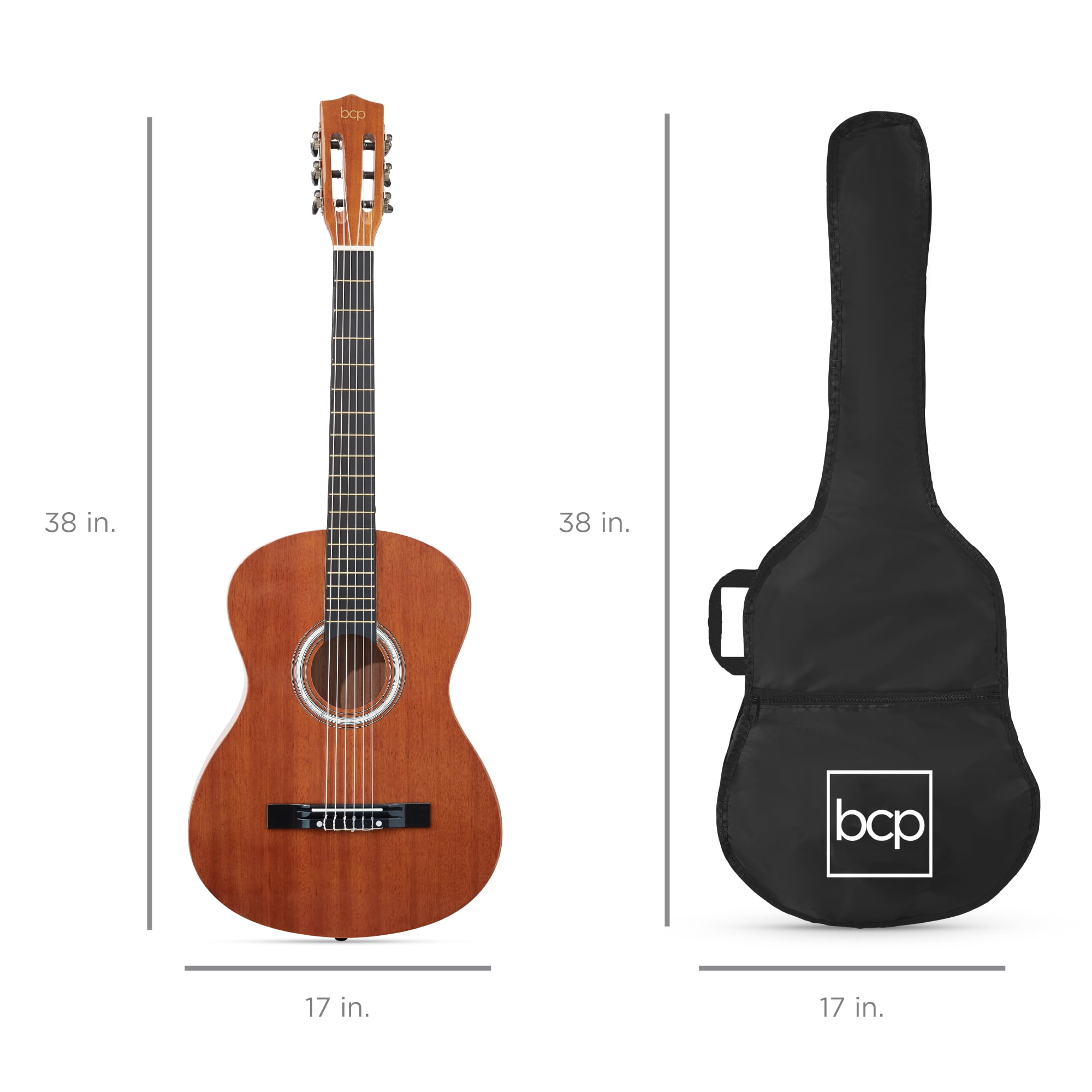 Best Choice Products 38in Beginner Acoustic Guitar Starter Kit w/ Gig Bag, Strap, Extra Strings - Natural Mahogany