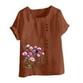 thumbnail image 2 of TaTaai Casual Printed Button Blouse, Women's Short Sleeve Linen Feel T-Shirt, Comfortable Top for All Seasons Gift, 2 of 4