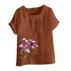 thumbnail image 2 of TaTaai Casual Printed Button Blouse, Women's Short Sleeve Linen Feel T-Shirt, Comfortable Top for All Seasons Gift, 2 of 4