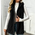 thumbnail image 5 of Tusihei Women's Sleeveless Hooded Zip Up Fleece Vest Lightweight Warm Jacket Casual Solid Long Outerwear for Daily Wear Comfortable Layering Piece, Black M, 5 of 8
