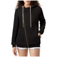 thumbnail image 3 of ZHOUCHANKIDS Casual Party Ladies' Hooded Sweatshirt Women's Fashion Hoodie Zipper Long Sleeved Top for Black M, 3 of 8