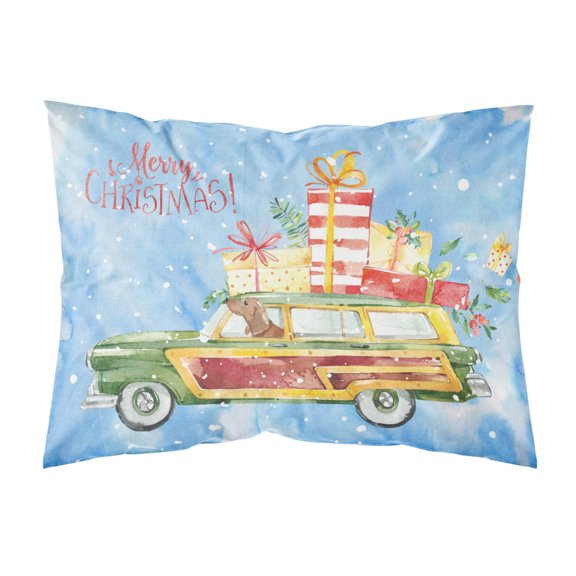 Merry Christmas Red Dachshund Fabric Standard Pillowcase