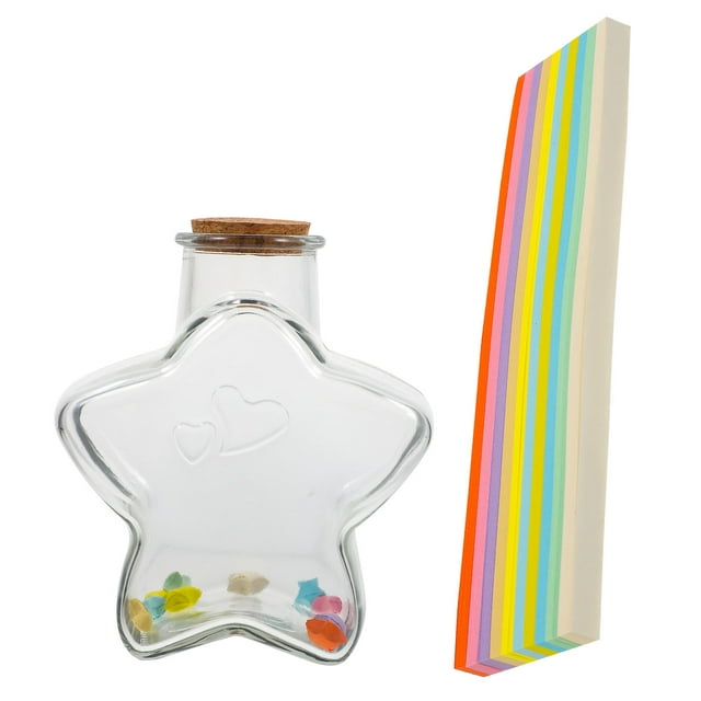 WEUVEB 1 Set Origami Star Paper Strips With Wishing Bottle Paper Stars For Diy Crafts Decoration Birthday Present