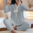 thumbnail image 2 of ZyeKqe Womens Pajamas Sets Long Sleeve V Neck Shirts Comfy Bow Sleepwear Nightwear 2 Piece Pjs Soft Homewear Outfits, 2 of 10