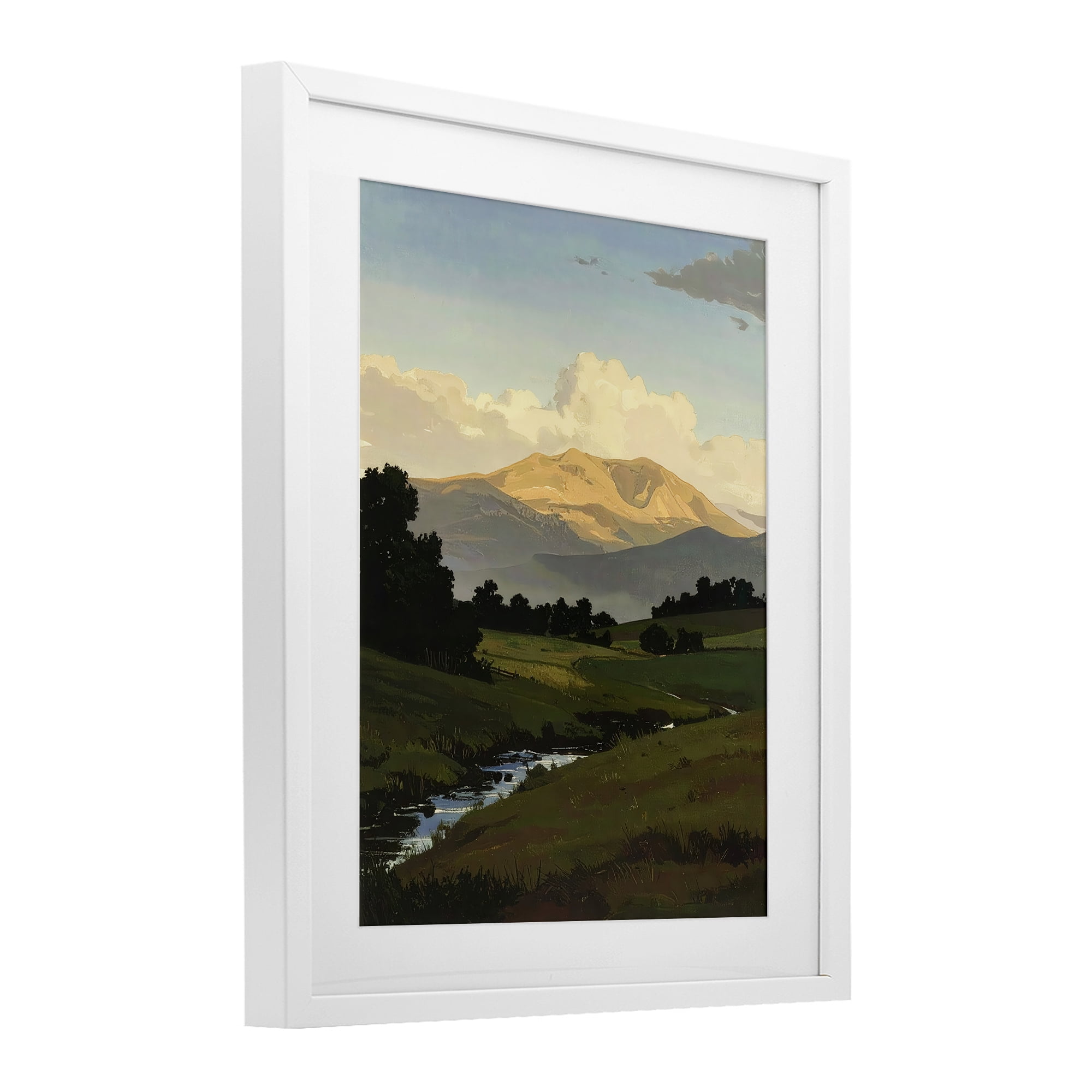 Stupell Industries Across The Valley Nature White Framed Print Under Glass, design by Alonza Saunders