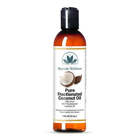 Bayside Wellness Premium Fractionated Coconut Oil 4 oz - Multipurpose for Aromatherapy, Smoother Skin, Softer Hair, Carrier Oil