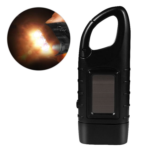 Lampe de Poche à Manivelle Solaire Rechargeable à DEL d'Urgence Type Dynamo avec Pince pour Camping, Escalade en Plein Air, Sac à Dos, Randonnée