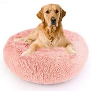 Dog Bed, ONEJU Donut Dog Bed, Calming, Washable & Anti Anxiety Dog Beds, Pink Furry Pet Donut Bed for Dogs & Cats (XL, 31”D X 8”H, 80cm D x 20cm H, Pink)