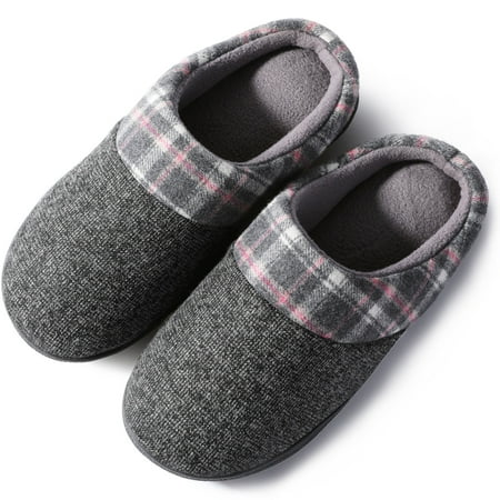 

HOMEHOT Women Slippers Slip On Memory Foam Soft House Shoes Adult Size 7 Dark Grey Female
