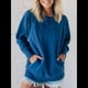 thumbnail image 5 of Sudadera Informal de Larga con Cuello Redondo para Mujer, Sudadera Holgada Azul Oscuro M, 5 of 8