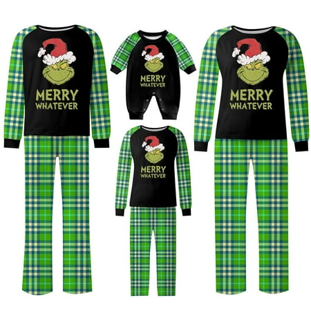 

2024 Christmas Grinch Print Family Matching Grinch-printed Long-Sleeved Jammies Family Matching Fancy Dress Pajamas Outfits for Baby Kid Adults Fancy Dress Up