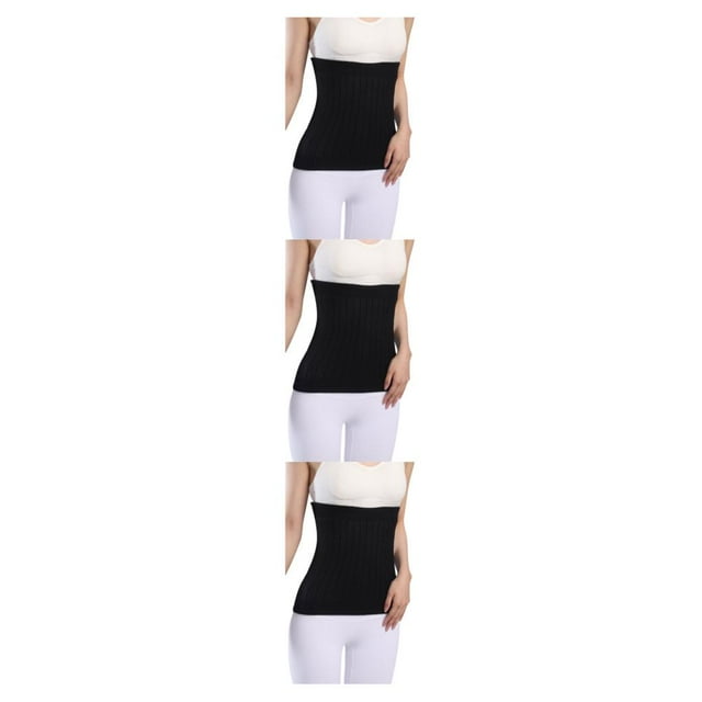 Transemion Stay Warm And Stylish Back Warmer Belt Breathable Elastic Waist Back Support thicken black XXL 3Set